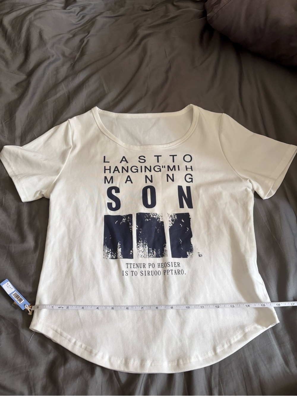 White Graphic Kids' Tee with Navy Print
